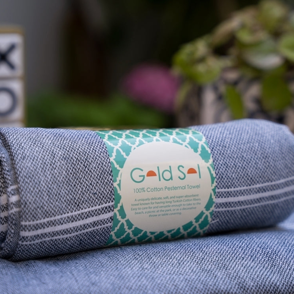 Gold Sol 100% Cotton Pestemal Towel (Turkish Towel) - Grey